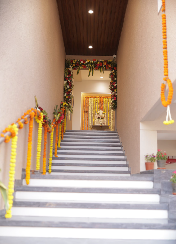 Decorated entrance staircase at New Life Hospital